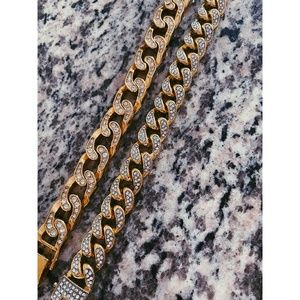 CUSTOM 2-PIECE SET GOLD BLAST CUBAN BRACELETS